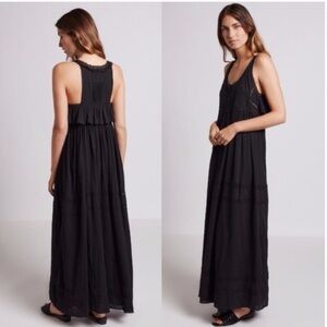 Current/Elliott The Lace Gauze Crinkle Maxi Dress in Black - Size 2